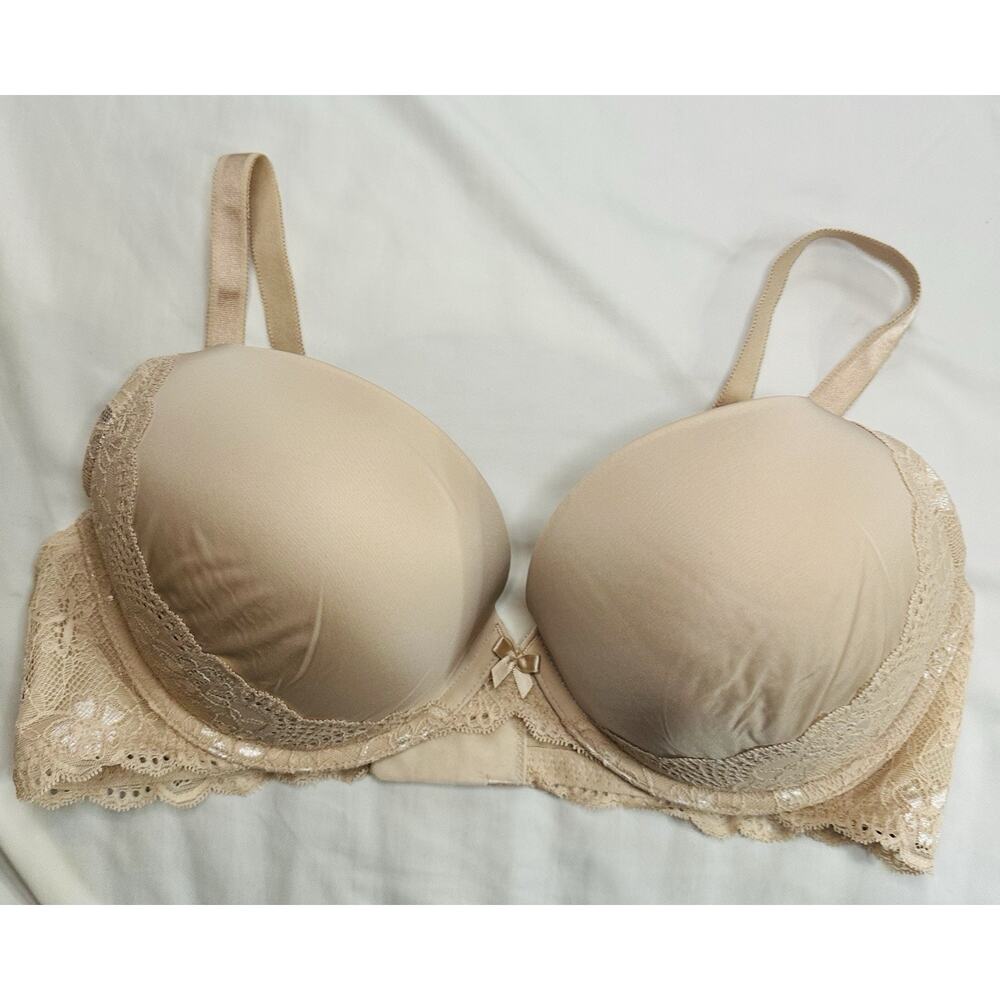 Torrid Beige Lace Plunge Push Up Bra 38DD - Picture 2 of 4
